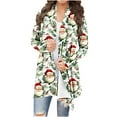 thumbnail image 1 of Womens Long Cardigan Sweaters Christmas Print Oversized Open Front Tops Winter Fashion Long Sleeve Party Cardigans Comfortable Cute Outfits, 1 of 4