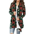 thumbnail image 1 of Womens Long Cardigan Sweaters Christmas Print Oversized Open Front Tops Winter Fashion Long Sleeve Party Cardigans Comfortable Cute Outfits, 1 of 4
