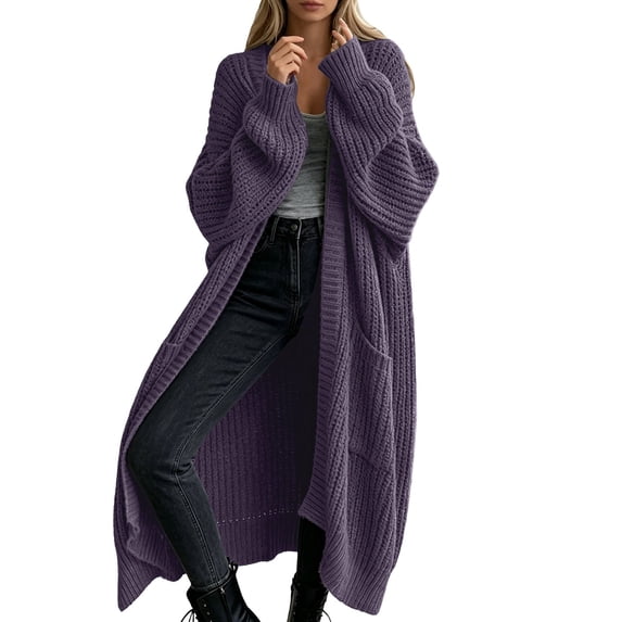 Womens Long Cardigan Sweaters Open Front Oversized Duster with Pocket for Women 2025 Fall Winter Knit Design Coats