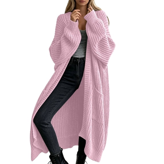 Womens Long Cardigan Sweaters Open Front Oversized Duster with Pocket for Women 2025 Fall Winter Knit Design Coats