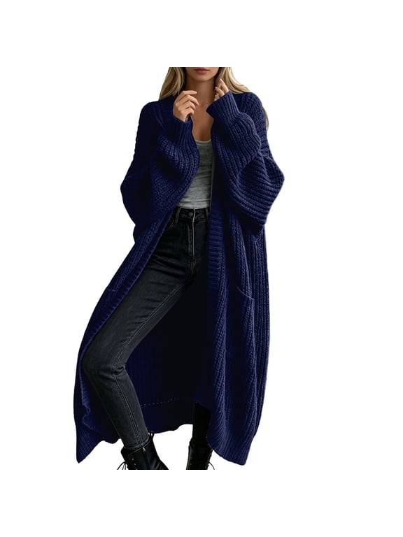 Womens Long Cardigan Sweaters Open Front Oversized Duster with Pocket for Women 2025 Fall Winter Knit Design Coats
