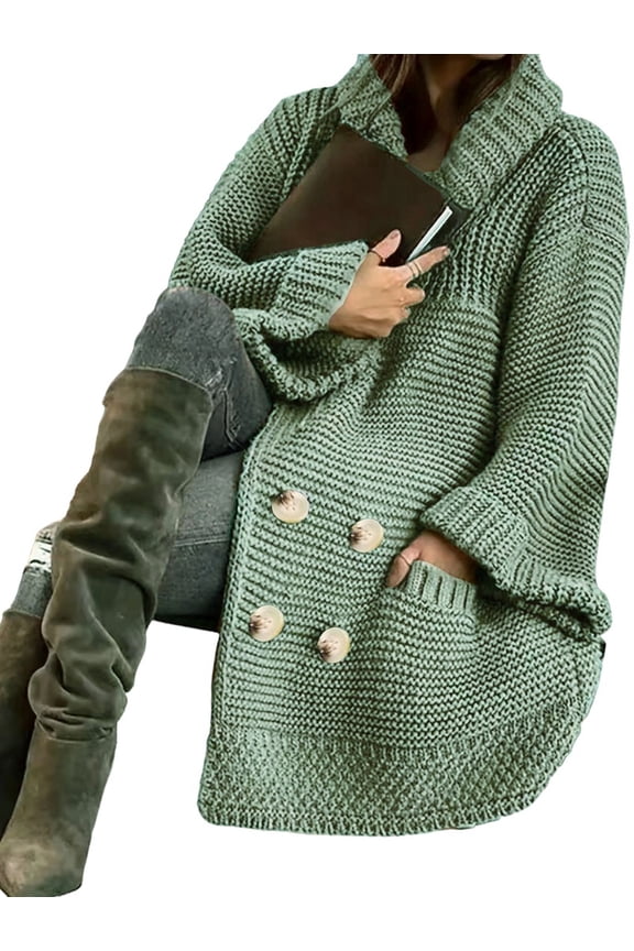 Womens Long Cardigan Sweaters Oversized Duster with Pocket 2025 Fall Winter Knit Design Coats Green 5XL