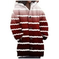 thumbnail image 1 of Womens Long Cardigan with Hood Fall Long Sleeve Striped Sweater Coats Strip Print Chunky Cable Knit Button Outerwear (Red L), 1 of 5