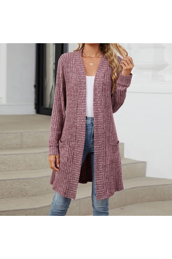 Womens Long Cardigans Cable Knitted Open Front Oversized Hooded Outerwear Sweater Coat Ndbuld Women's Fashion Brushed Stripe Long Sleeve Women's Cardigan Coat Gift for Adults Purple M
