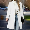 thumbnail image 1 of Womens Long Coat Warm Button Peacoat Jacket Notched Dressy Trench Coats Fall Winter Outerwear White XXL, 1 of 9