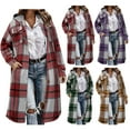 thumbnail image 1 of Womens Long Flannel Jackets, Plaid Shirts for Women Winter Travel Long Sleeve Button-Up Shirt Hoodie Jackets with Chest Pockets and Side Pockets, 1 of 10