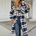 thumbnail image 1 of Womens Long Flannel Plaid Shacket Jacket Trendy Fall Long Sleeve Button Down Shirts Casual lannel Tartan Trench Coats, 1 of 7