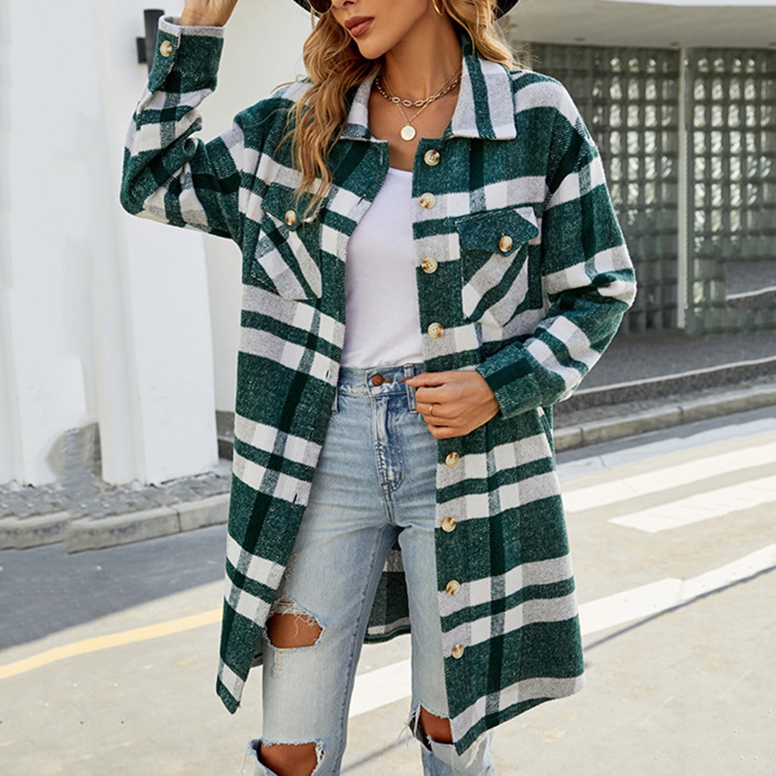 Womens Plaid Coat