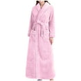 thumbnail image 1 of Womens Long Fleece Robe Warm Soft Floor Length Flannel Bathrobes for Winter Thicker Long House Coat with Pockets Belt, 1 of 5