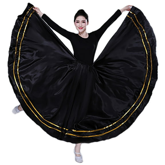 Womens Long Full Circle Dance Skirt Long Swing Paso Doble Ballroom Waltz Dance Skirt For Women