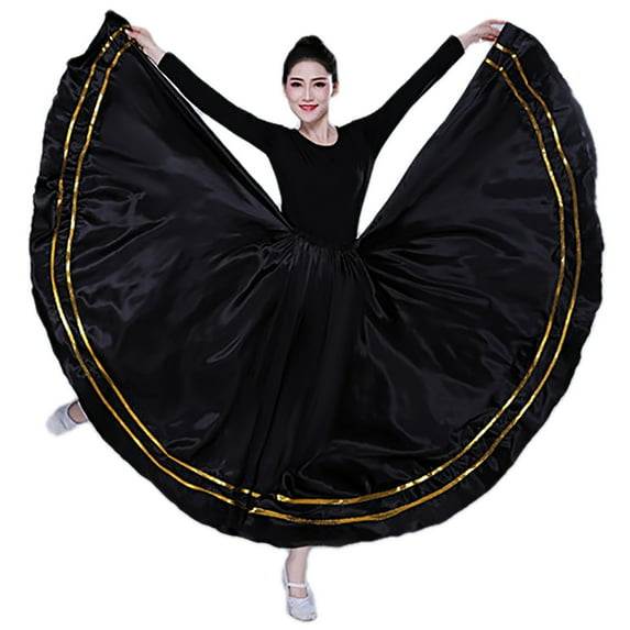 Womens Long Full Circle Dance Skirt Long Swing Paso Doble Ballroom Waltz Dance Skirt For Women