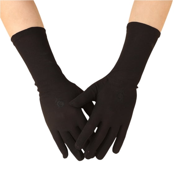 Womens Long Gloves Elbow Length Stretch Formal Gloves Full Finger Lightweight Gloves for Sun Protection Riding Travel Ceremony Events Daily Wear Black