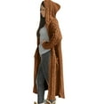thumbnail image 1 of Womens Long Hooded Cardigans, Cable Knitted Open Front Oversized Chunky Sweater Outerwear Coats with Pockets Loungewear Light Weight Winter Jacket Women Brown 5XL, 1 of 7