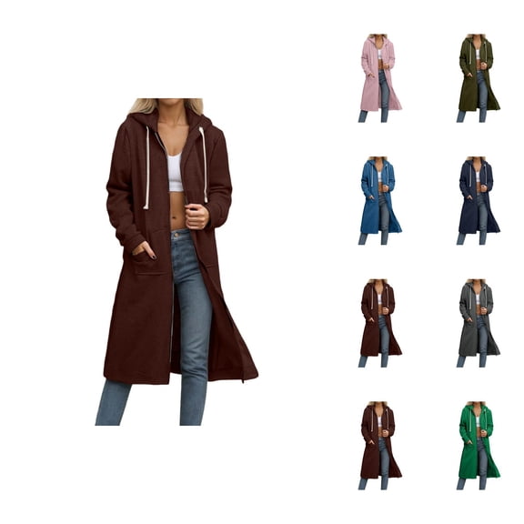 Womens Long Hoodie 2025 Long Sleeve Full Zipper Hoodies with Pockets Jacket Cardigan Coat Hooded Sweatshirt Hoodie
