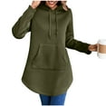 thumbnail image 1 of Womens Long Hoodies Fleece Lined Sweatshirts, Pullover Outwear Long Sleeve with Pocket, Fall Winter Outfits, 1 of 7