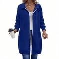 thumbnail image 1 of Womens Long Jacket Casual Women's Fashion Solid Color Long Sleeve Hooded Pocket Zipper Lapel Tops Sweatshirts Outerwear Hiking Jacket Fall Winter Jacket Lightweight Coat with Pocket, 1 of 3