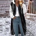thumbnail image 1 of Womens Long Jacket Trendy Color-blocking Plus Size Fleece Long Sleeve Hooded Outerwear Fall Winter Thick Warm Soft Lightweight Casual Comfortable Plush Coat, 1 of 4