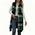 thumbnail image 1 of Womens Long Jacket Vest Flannel Plaid Woolen Sleeveless Trench Coat with Pocket Casual Warm Fall Winter Waistcoat (L, Green), 1 of 5