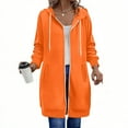 thumbnail image 1 of Womens Long Jackets Drawstring Hooded Solid Color Coats with Pockets Casual Outerwears Women Two-Way Zipper Hoodies Tunic Sweatshirt Long Hoodie Jacket Warm Sweatshirt Trendy Clothes, 1 of 7