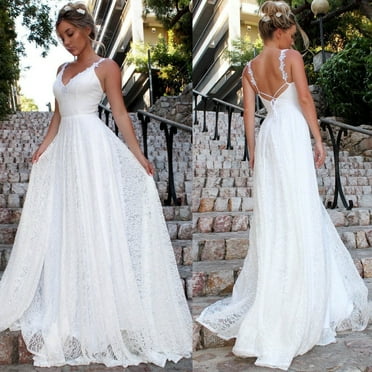 Womens Long Lace Dress Evening Formal Party Prom Wedding Bridesmaid Ball Gown