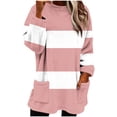 thumbnail image 1 of Womens Long Length Fall Clothes, Long Sleeve Pullover for Women Plus Size Fashion Warm Fleece Color Patchwork Crewneck Sweatshirts with Pockets, 1 of 6