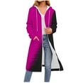 thumbnail image 1 of Womens Long Length Hoodies Fashion Colorblock Hooded Sweatshirts Zip Up Long Sleeve Cardigan Pockets Drawstring Coat Oversize Warmth Jackets, 1 of 4