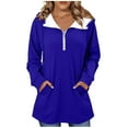 thumbnail image 1 of Womens Long Length Hoodies, Long Sleeve Pullover for Women Fashion Loose Fit Solid Color Half Zip Up Sweatshirts with Pockets Fall Clothes, 1 of 5