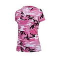 thumbnail image 1 of Womens Long Length V-Neck Camouflage T-Shirt, Pink Camo, 1 of 5