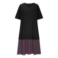 thumbnail image 1 of Womens Long Linen Dresses Plus Size 1/2 Sleeve Baggy Flowy Casual Dress Beach Travel Maxi Tshirt Dresses Black, 3XL, 1 of 5