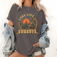 thumbnail image 1 of Womens "Long Live Cowboys" Western - Themed Graphic Tees Retro - Style Print T - shirts Loose - Fit Short Sleeve Tops Ideal For Casual Daily Wear Shirts, 1 of 5