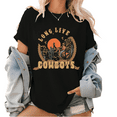 thumbnail image 1 of Womens "Long Live Cowboys" Western - Themed Graphic Tees Retro - Style Print T - shirts Loose - Fit Short Sleeve Tops Ideal For Casual Daily Wear Shirts, 1 of 5