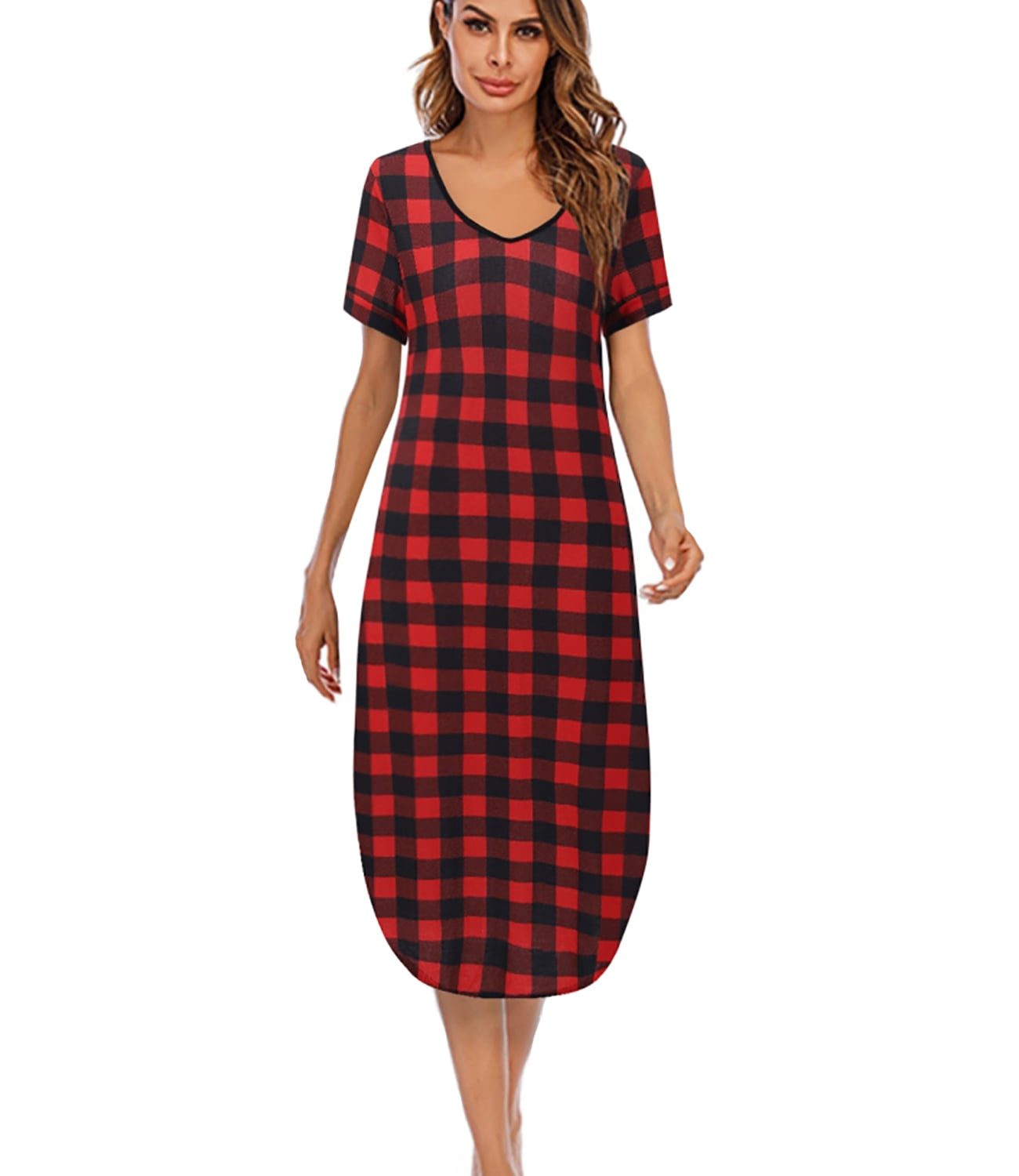 Womens Long Nightdress Ankle-Length Nightgowns Short Sleeve V Neck Loungewear Pajamas Sleepwear with 2 Pockets,Sleep Shirt ,Casual Cotton Plus Size Sleepdress for Girls House Dress,Red S-3XL - Walmart.com Womens Long Nightdress Ankle-Length Nightgowns Short Sleeve V Neck Loungewear Pajamas Sleepwear with 2 Pockets,Sleep Shirt ,Casual Cotton Plus Size Sleepdress for Girls House Dress,Red S-3XL - Walmart.com