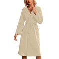 thumbnail image 1 of Womens Long Pea Coat Notch Lapel Trench Coat Winter Long Jacket with Belt Color: Beige Size: L, 1 of 5