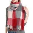 thumbnail image 1 of Womens Long Plaid Blanket Scarf Chunky Oversized Winter Fall Warm Scarf Big Tartan Scarves Tassel Fringe Wrap Shawl, 1 of 3