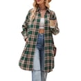thumbnail image 1 of Womens Long Plaids Shacket Jacket Casual Fashion Lapel Button Down Long Sleeve Long Plaids Coat Jackets with Pockets, 1 of 9