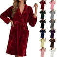thumbnail image 1 of Womens Long Plush Robe Cozy Soft Bathrobe Shawl Collar Spa Style House Coat, 1 of 7