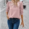 thumbnail image 1 of Womens Long Puffed-Sleeve Tops Plus Size S-5X Casual Crewneck Pullover T-Shirts Ladies Trendy Textured Solid Loose Comfort Blouses Tees, 1 of 8
