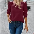 thumbnail image 1 of Womens Long Puffed-Sleeve Tops Plus Size S-5X Casual Crewneck Pullover T-Shirts Ladies Trendy Textured Solid Loose Comfort Blouses Tees, 1 of 8
