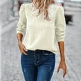 thumbnail image 1 of Womens Long Puffed-Sleeve Tops Plus Size S-5X Casual Crewneck Pullover T-Shirts Ladies Trendy Textured Solid Loose Comfort Blouses Tees, 1 of 8