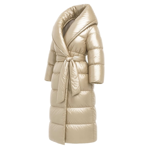 Womens Long Puffer Coat Full Length Ultra-Warm Winter Puffer Jacket for Women Nordic Cream (M)