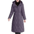 thumbnail image 1 of Womens Long Puffer Coat Lightweight Diamond Quilted Slim Full Zipper Hooded Long Sleeve Parkas, 1 of 7
