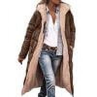 Womens Long Puffer Coat Long Sleeve Padded Winter Down Coats Hooded Parka Jacket Coffee M