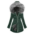 thumbnail image 1 of Womens Long Puffer Jacket Full Zip Up Quilted Thicken Hooded Down Coat Solid Color Winter Warm Oversized Outerwear with Pocket, 1 of 4