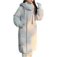 thumbnail image 1 of Womens Long Puffer Jacket with Detachable Hood Elastic Ribbed Cuffs Thicken Down Coat Quilted Warm Winter Overcoat (XL, White), 1 of 6