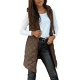 thumbnail image 1 of Womens Long Puffer Vest Sleeveless Hooded Quilted Gilet Lightweight Winter Warm Zip Up Mid Length Waistcoat Outerwear, 1 of 7