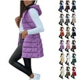 thumbnail image 1 of Womens Long Puffer Vest Sleeveless Hooder Down Jacket Lightweight Winter Coats for Women Stand Collar Loose Puffy Jackets With Pockets Warm Winter Quilted Outwear Purple L, 1 of 10