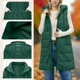thumbnail image 1 of Womens Long Puffer Vests Winter Warm Quilted Sleeveless Jackets with Hood Stand Collar Zip up Fall Outerwear New Women's Casual Jackets Green XL, 1 of 9