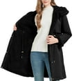 thumbnail image 1 of Womens Long Puffer Winter Coats Fleece Lined Jacket Down Parka Warm Overcoat Sherpa Thicken Trench Jacket Fur Coat Hooded Coat Slick Wool with Detatchable Faux Fur Trim, 1 of 6