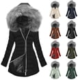thumbnail image 1 of Womens Long Quilted Puffer Coat Down Jacket Women Fashion Solid Color Long-Sleeved Zipper Pockets Hooded -Padded Jacket Coat Blouse Black XXL, 1 of 5