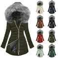 thumbnail image 1 of Womens Long Quilted Puffer Coat Down Jacket Women Fashion Solid Color Long-Sleeved Zipper Pockets Hooded -Padded Jacket Coat Blouse Green XL, 1 of 5
